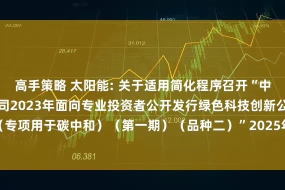 高手策略 太阳能: 关于适用简化程序召开“中节能太阳能股份有限公司2023年面向专业投资者公开发行绿色科技创新公司债券（专项用于碳中和）（第一期）（品种二）”2025年第一次债券持有人会议结果的公告