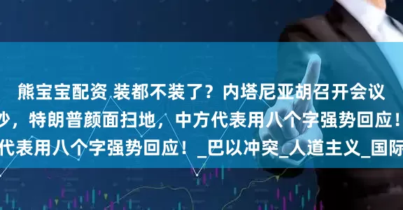 熊宝宝配资 装都不装了？内塔尼亚胡召开会议，叫嚣要全面吞并加沙，特朗普颜面扫地，中方代表用八个字强势回应！_巴以冲突_人道主义_国际